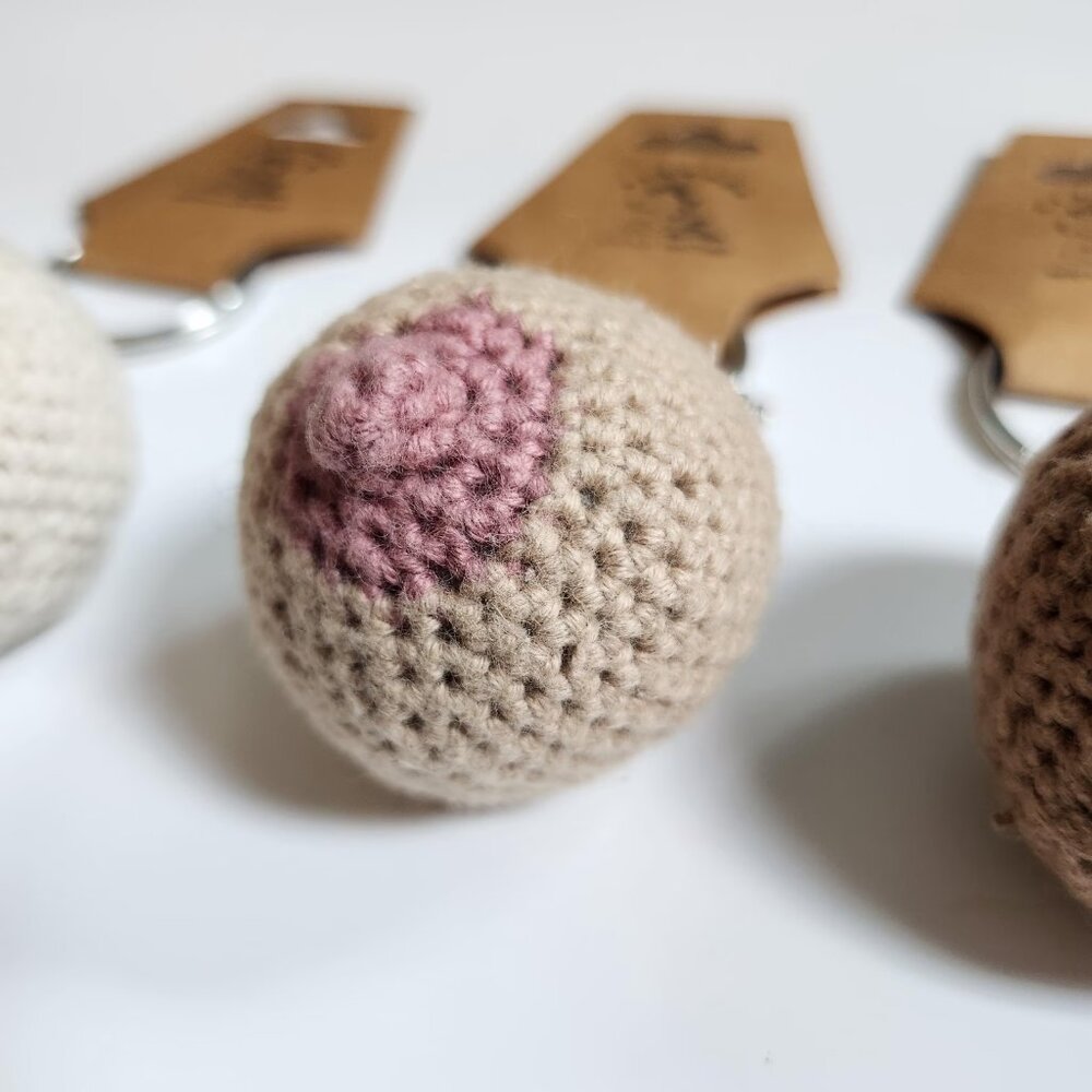 Handmade Crochet Boob Keychain